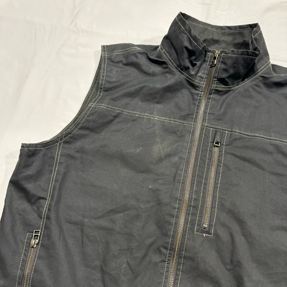 Kuhl Men's Burr Fleece Lined Waxed Canvas Vest XL Espresso Brown NWT Full Zip - Picture 8 of 10
